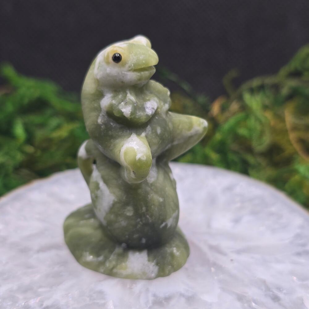 Serpentine Tea Pot Frog 2" Crystal Carving Cute Figurine Random Pick